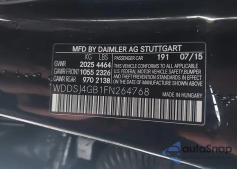 2015 Mercedes-Benz Cla 250 4Matic z USA, uszkodzony, nr VIN WDDSJ4GB1FN264768